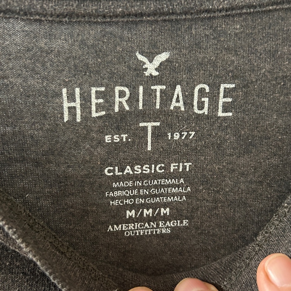 American eagle Heritage Brown Short Sleeve Crew Neck Tee - Picture 2 of 3